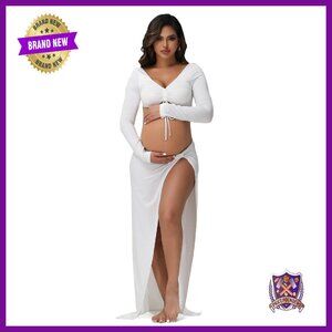 Kids 2-Piece Outfit Set V-Neck Backless Top Twist Split Skirt